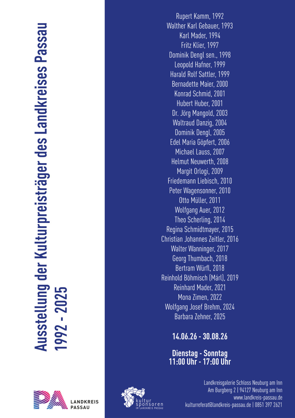 Kulturpreisträger im Landkreis Passau 1992 - 2025